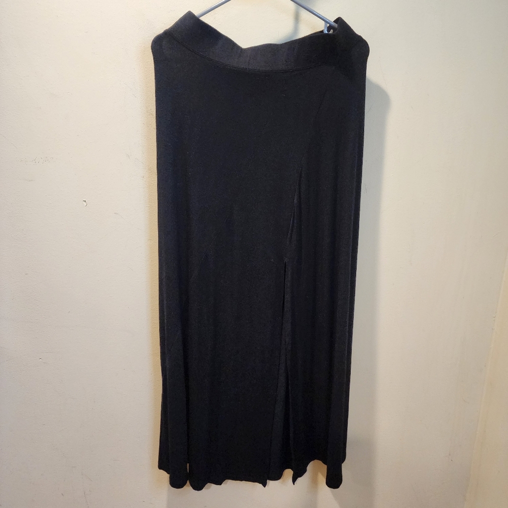 DKNY Jeans Elegant Solid Black Maxi Skirt Split In The Front Size S